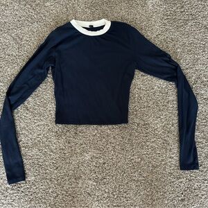 Skims - Navy Long Sleeve Ringer Tee - Size XS